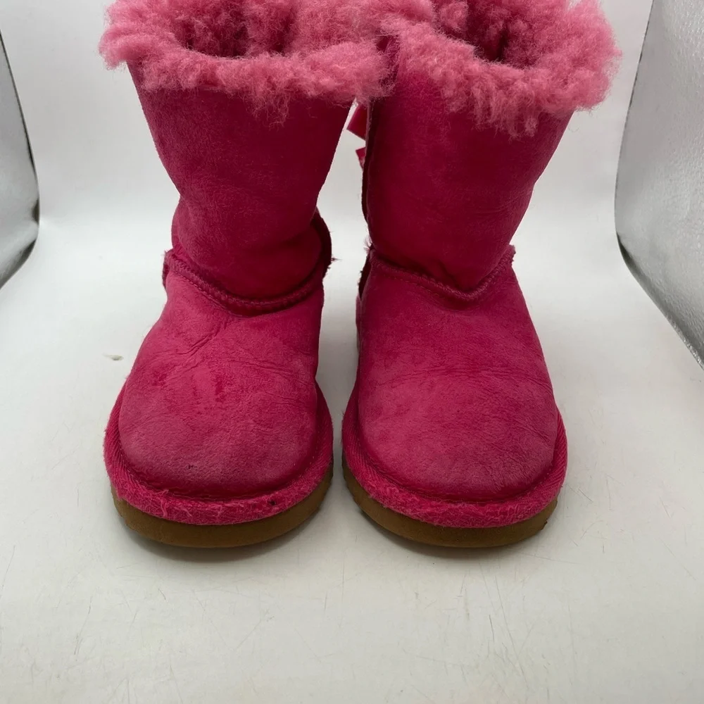 UGG Bailey Bow Pink Shearling Boots with Bows girls size 7